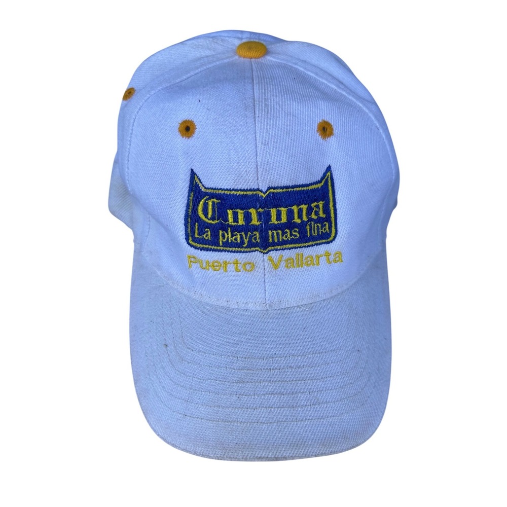 Vintage Corona Extra Puerto Vallarta Hat White Blue Yellow Embroidered Cap